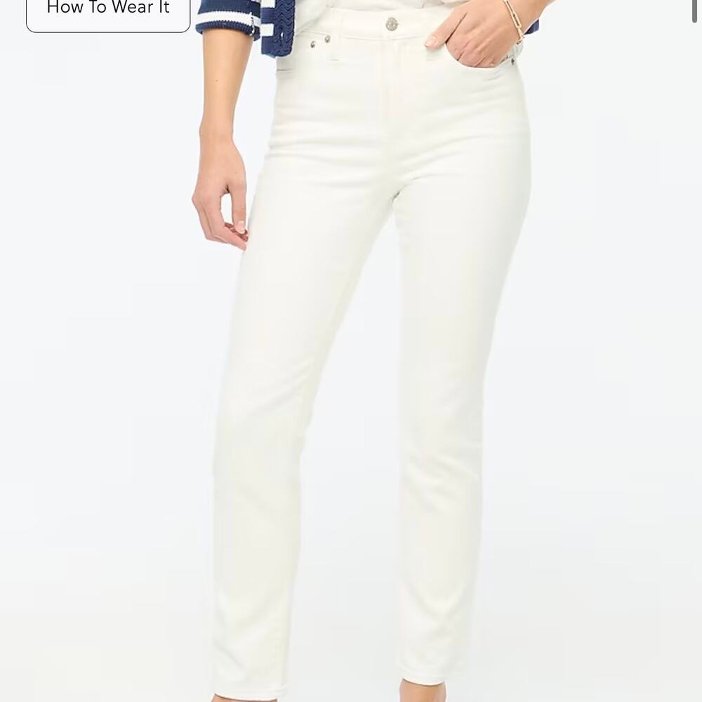 J Crew Factory Essential Straight Leg Jean Women's 28 Tall White Stretch